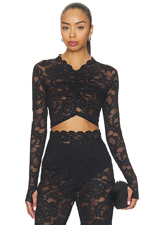 Delphine Lace Long Sleeve Crop Top Nookie