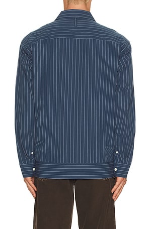 NN07 Reed Stripe Overshirt Shacket in Blue