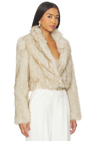 NONchalant Label Uma Faux Fur Jacket in Ivory