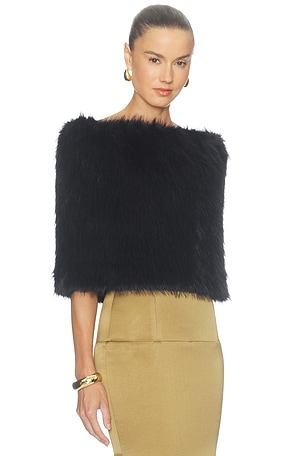 Nonchalant Label Pascale Faux Fur Shawl in Black