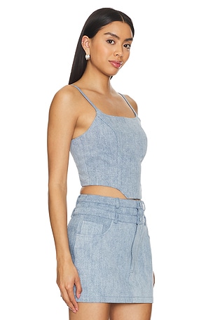 NONchalant Label Bea Crop Top in Denim-Light