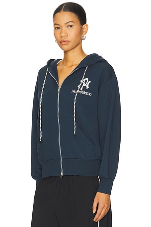 No Problemo Nyp Zip Through Hoodie in Navy