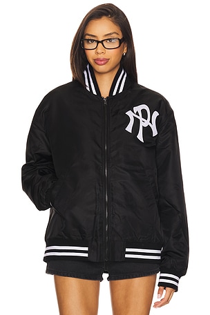 No Problemo Nyp Nylon Varsity Jacket in Black