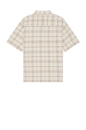 Norse Projects Ivan Relaxed Textured Check Short Sleeve Shirt in Brown