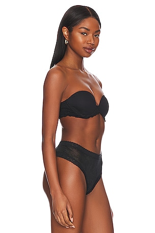 Natori Feathers Strapless Plunge Multi-way Bra in Black. Size 36C. Also