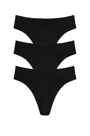 Natori Bliss Bare Cotton Thong 3-pack in Black