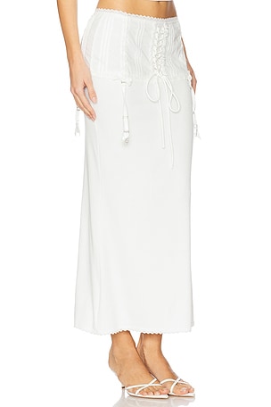 Nodress White Lace Patchwork Skirt in White