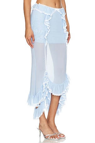 Nodress Lace Trim Ruffled Fishtail Skirt in Blue