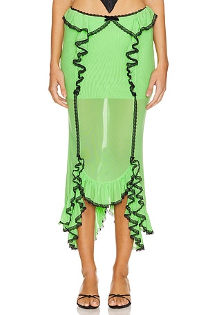 Lace Trim Ruffled Fishtail Skirt Nodress