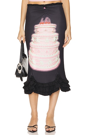 Birthday Cake Printed Stretchy Fishtail Skirt Nodress
