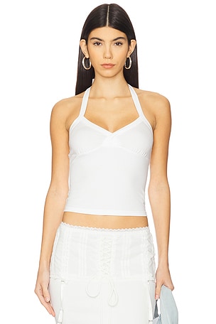 White Halterneck Tank Top Nodress