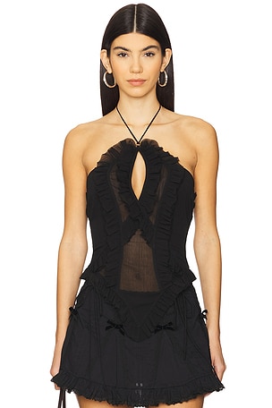 Black Ruffled Chiffon Camisole Nodress