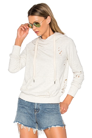 Sweat Capuche Femme NSF Lisse Destroyed – Gris Vieilli, Taille S, état Parfait