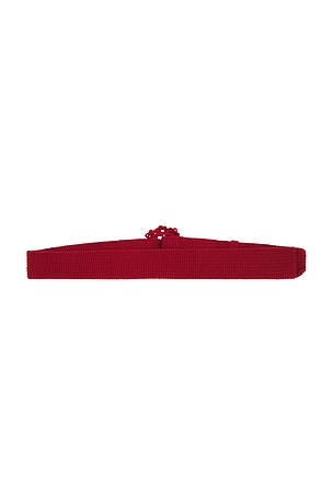 nastyamasha Crochet Belt With Embroidery Logo in Red