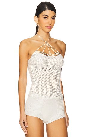 nastyamasha Crochet Halter Top in Cream