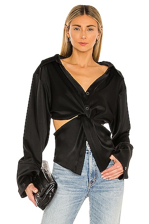 Nanushka Rasha Top in Black | REVOLVE