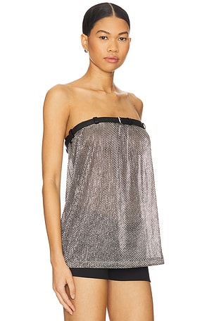 Nanushka Gilma Top in Metallic Silver
