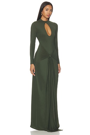 N/Aked wardrobe N/Aked keyhole drape tie dress en color verde oliva