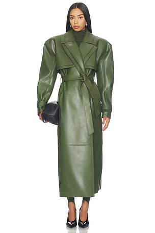 Double Collar Faux Leather Trench Coat Naked Wardrobe