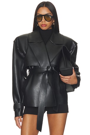 CASACO TRENCH CROPPED VLEATHER CROPPED TRENCH COAT Naked Wardrobe