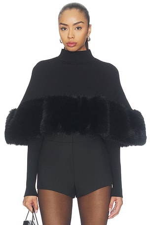 Knit Faux Fur Cape Top Naked Wardrobe