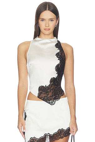 Silk Lace Asymmetric Top Naked Wardrobe