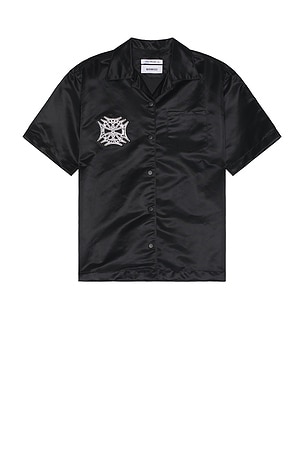 Norwood Cropped Evening Button Down Shirt in Black