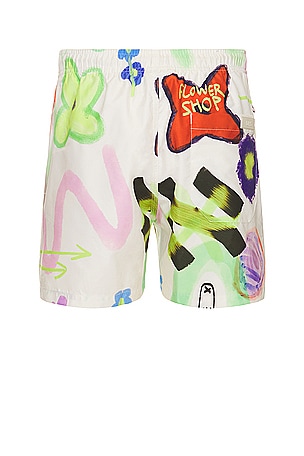 OAS Flower Shop Swim Short in Ivory