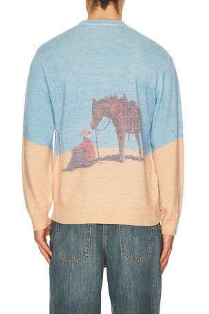 ONE OF THESE DAYS So Far Away Printed Sweater in Blue,Brown