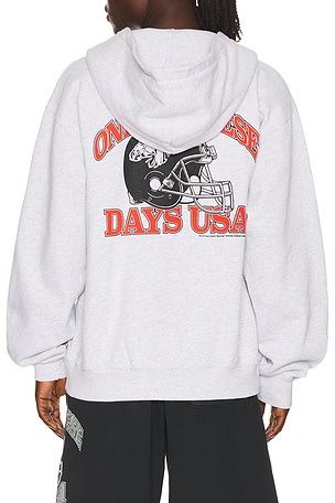 ONE OF THESE DAYS Days Usa Zip Up Hoodie in Light Grey. Size XL/1X. Also