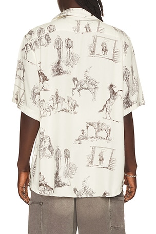 ONE OF THESE DAYS Charcoal Montage Camp Shirt in Ivory