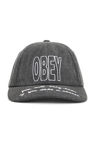 Obey Chance 6 Panel Velcro Back Cap in Black