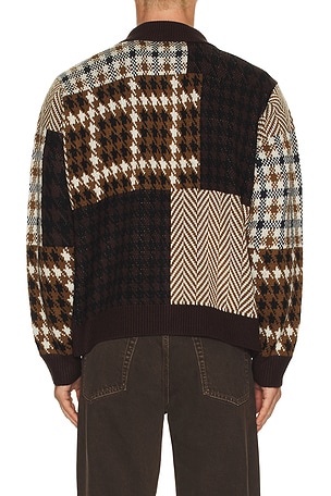 Obey Patchwork Cardigan in Brown