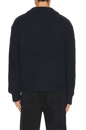 Obey Textured Rugby Polo in Navy