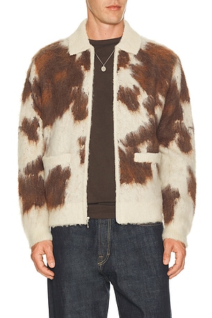 Cow Pattern Zip Sweater Obey
