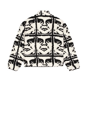 Obey Repeated Icon Sherpa Jacket in Black