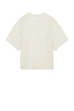Obey Larry Football Knitted Tee in Cream