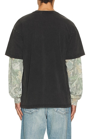 Obey Oval Layered Thermal Tee in Black
