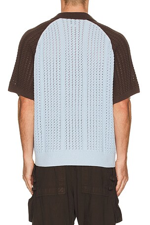 Obey Abel Knitted Polo in Blue,Brown