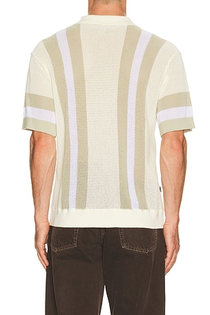 Obey Seth Knitted Polo in Cream,Olive