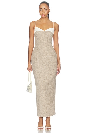 Tweed Contrast Detail Midi Dress Odd Muse