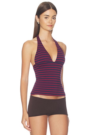 Oddli Halter Top in Red & Navy Stripe
