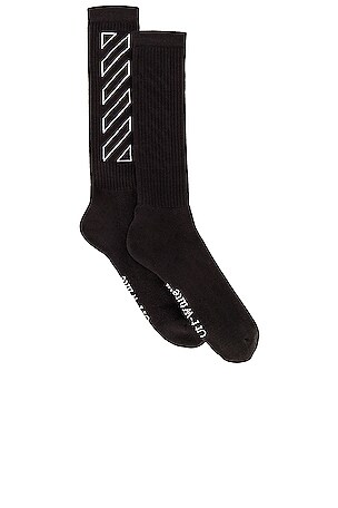 OFF-WHITE Diagonal Outline Mid Length Socks in Black REVOLVE