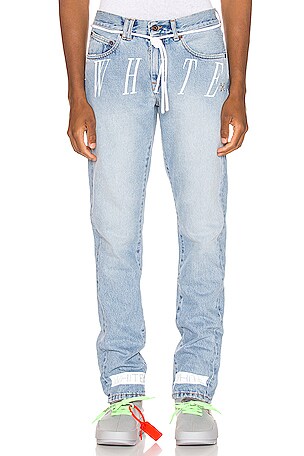 OFF-WHITE Slim Denim Jean in Bleach Nikel | REVOLVE