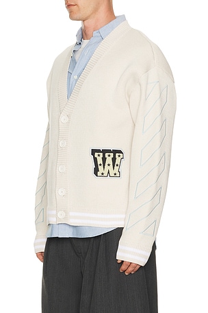OFF-WHITE Star Logo Varsity Knit Cardigan in Cream