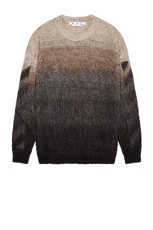 OFF-WHITE Diag Brushed Knit Crewneck in Dark Sand & Black | REVOLVE 