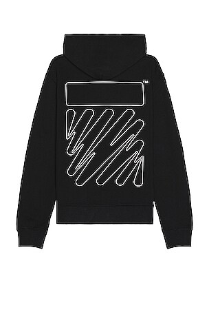 OFF-WHITE Wave Outline Diagonal Slim Hoodie in Black & White | REVOLVE 