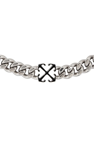 OFF-WHITE Enamel Arrow Necklace in Metallic Silver