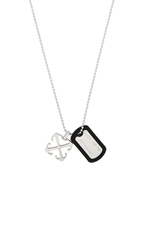 OFF-WHITE Zip Tie & Arrow Necklace in Metallic Silver