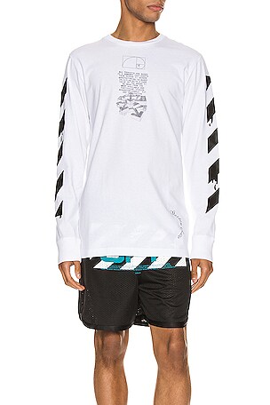 OFF-WHITE Dripping Arrows Long Sleeve Tee in White & Black | REVOLVE